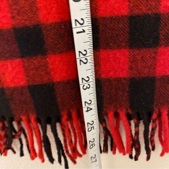 Fredrick and Nelson red buffalo plaid 100% wool made in Italy unisex scarf 11x54 - Picture 6 of 10